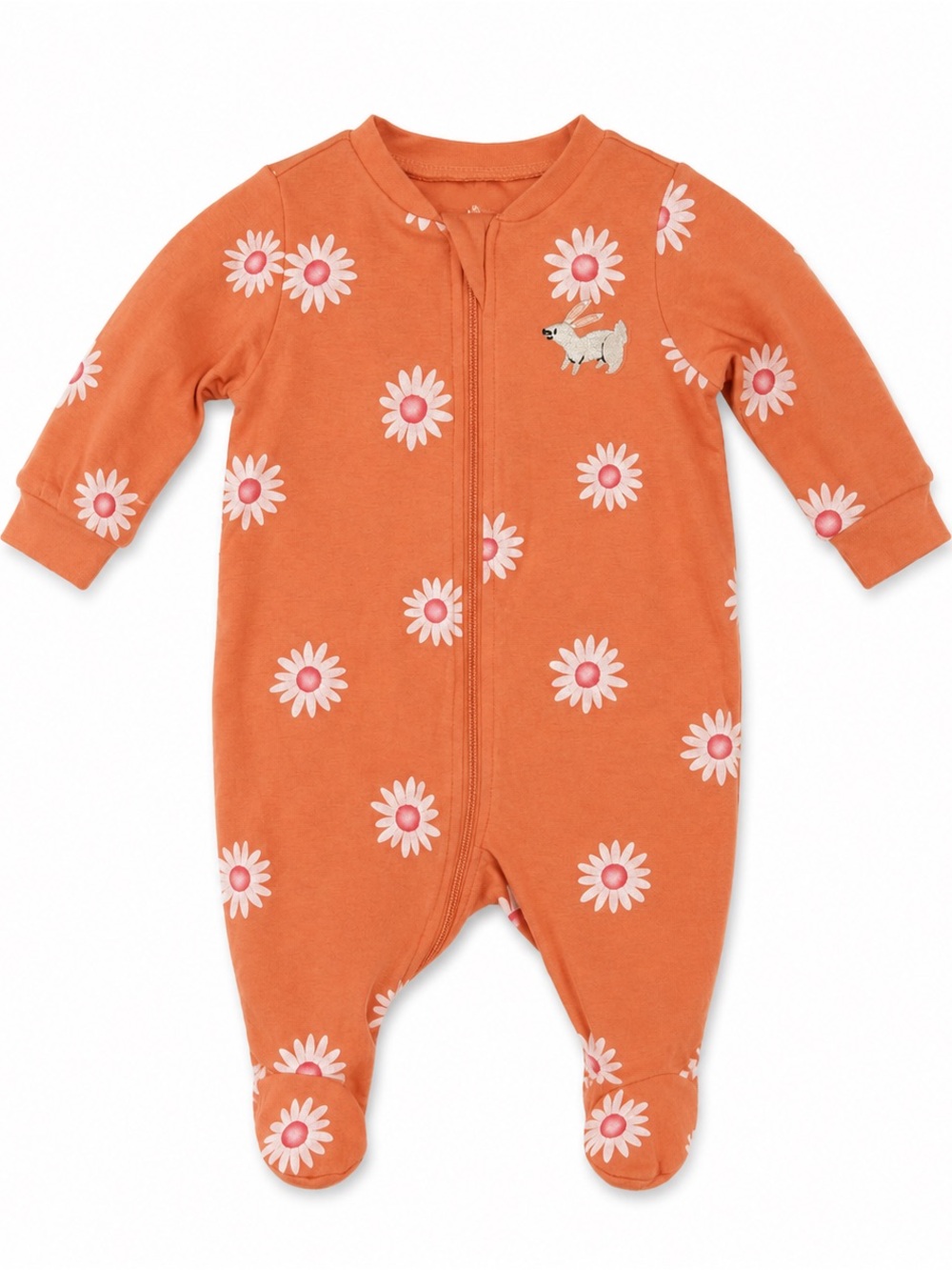 Orange Daisy Footed One-Piece for Kids